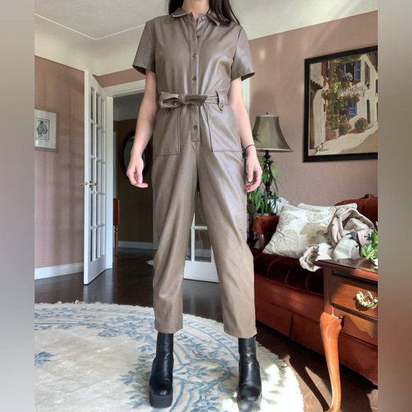NWOT 7 for All Mankind Vegan Leather Jumpsuit - Picture 12 of 16